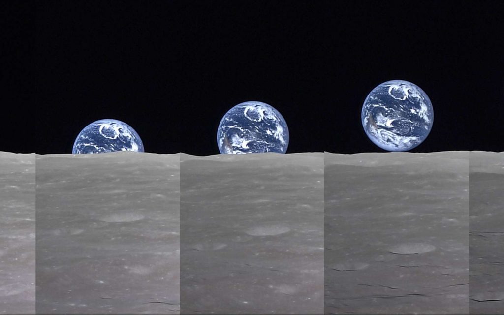 « Lever de Terre » vu depuis par la Lune par la sonde japonaise Selene, en avril 2008. © Jaxa, NHK