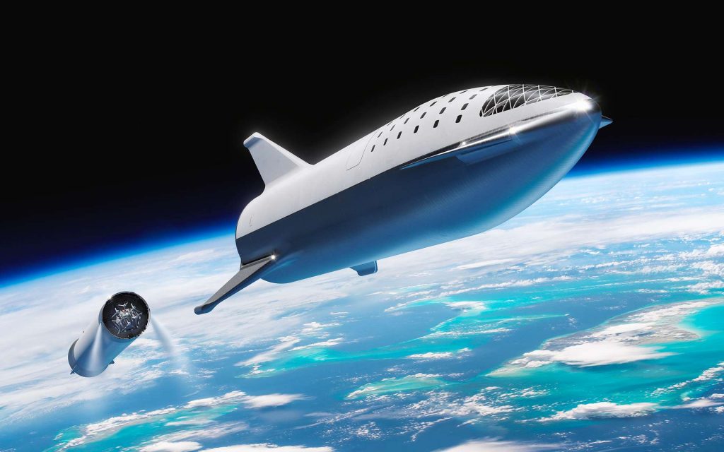 Le Starship de SpaceX se séparant du Super Heavy (l'étage utilisé pour le lancement). © SpaceX
