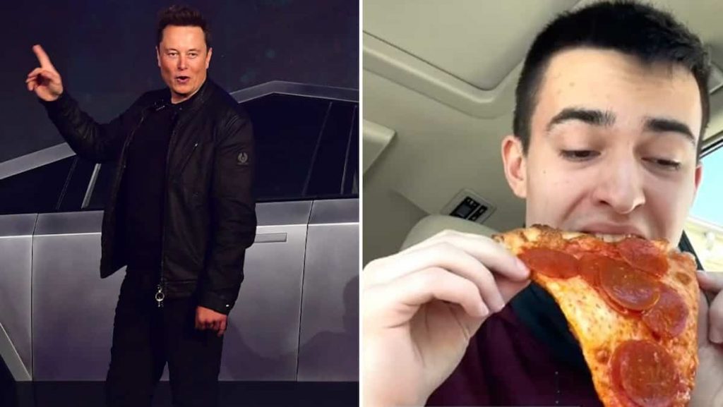 Elon Musk is going to give a Tesla to a guy who eats his pizza the wrong way