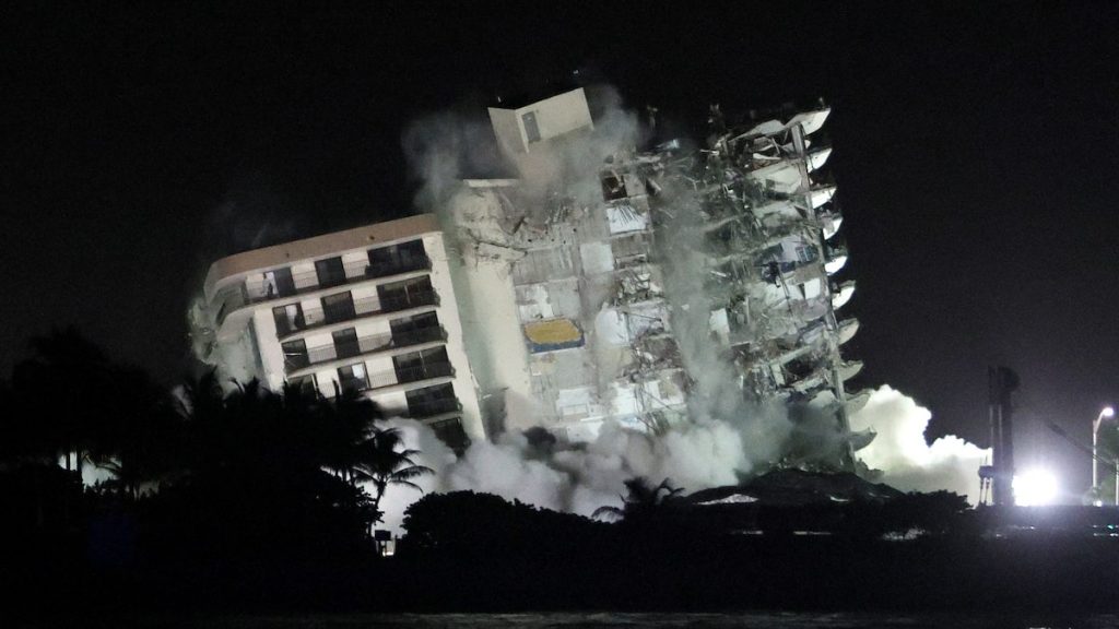 A collapsed Florida building was demolished before Storm Elsa arrived