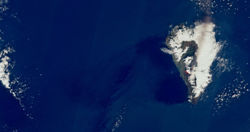The amount of ash emitted from the volcano can be seen from space