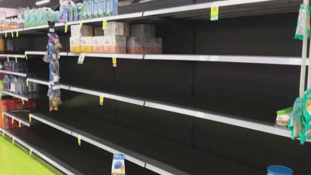 Empty shelves in British Columbia grocery stores