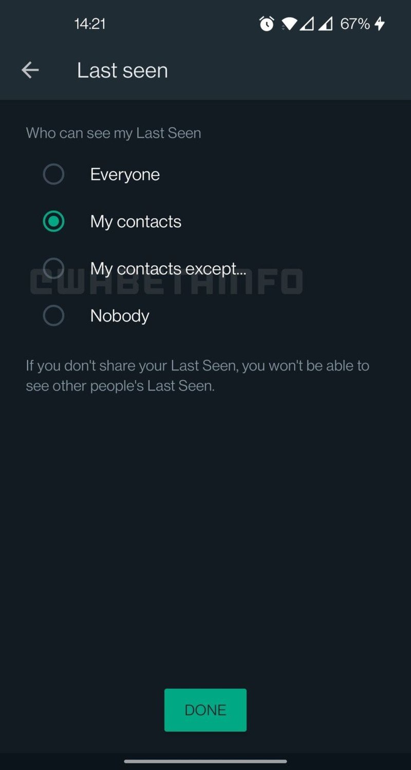 New Whatsapp privacy settings