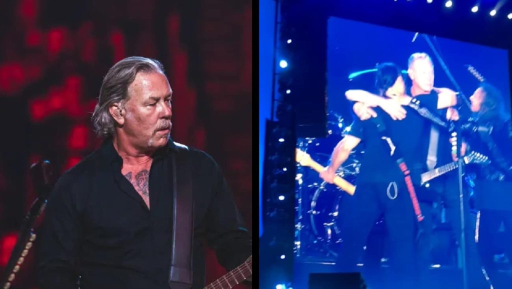 Les membres de Metallica s'embrassent sur scène après que James Hetfield, ému, s'est confié à eux sur son manque de confiance en lui