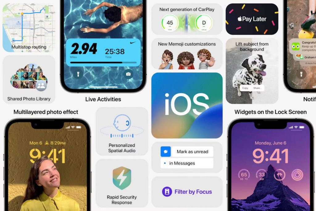Apple iOS 16 nouveautes 2022