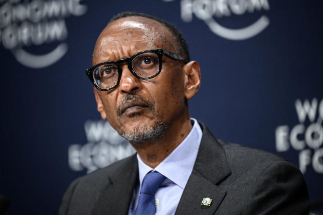 Rwandan President Paul Kagame at the World Economic Forum in Davos on May 25, 2022. 