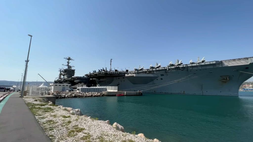 The USS carrier "USS Truman" is parked in Marseille