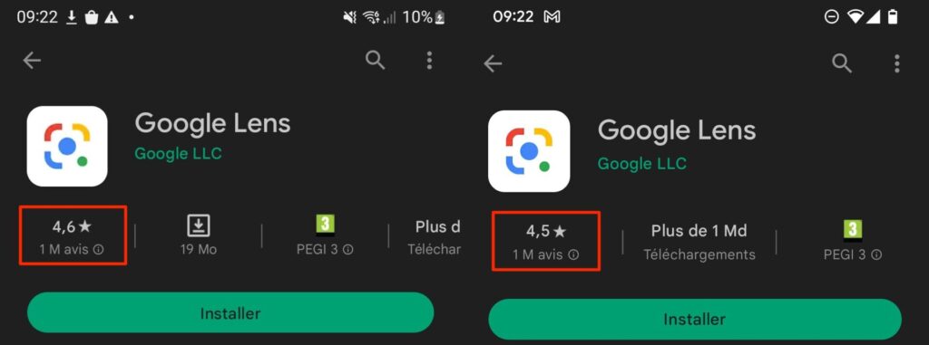 Various ratings Google Play Store