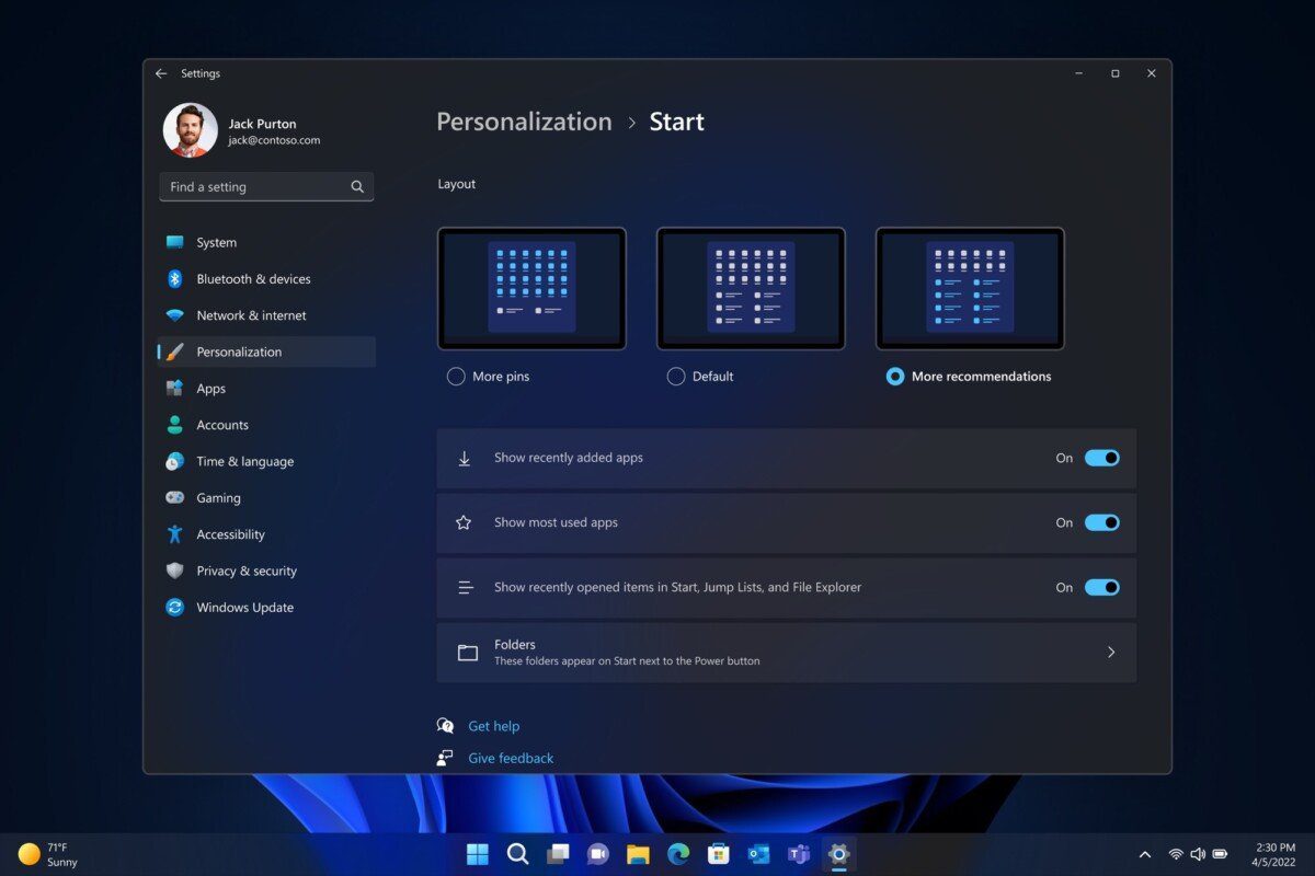 Windows 11 Start Personalization (1) - Larger Size