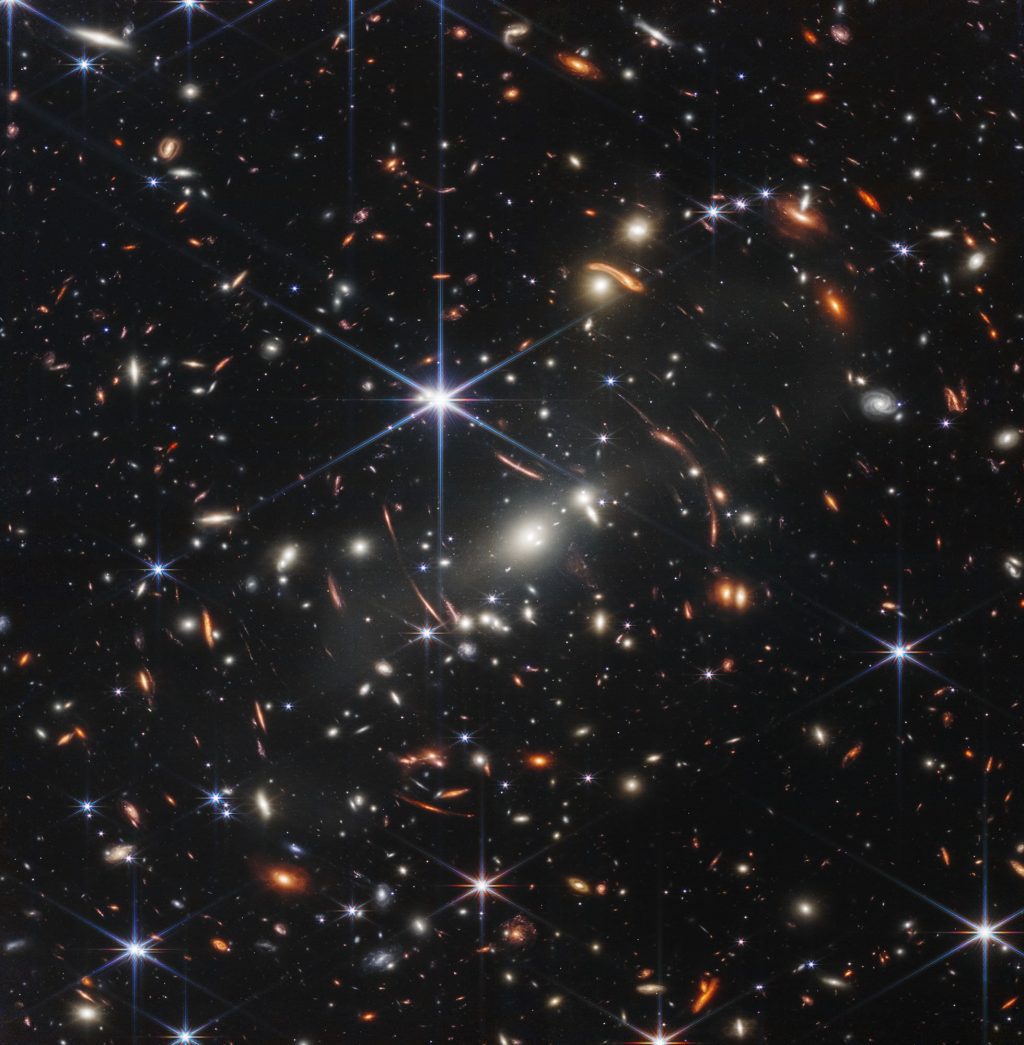 Globular clusters in the first James Webb Space Telescope image may contain the oldest and first stars in the universe