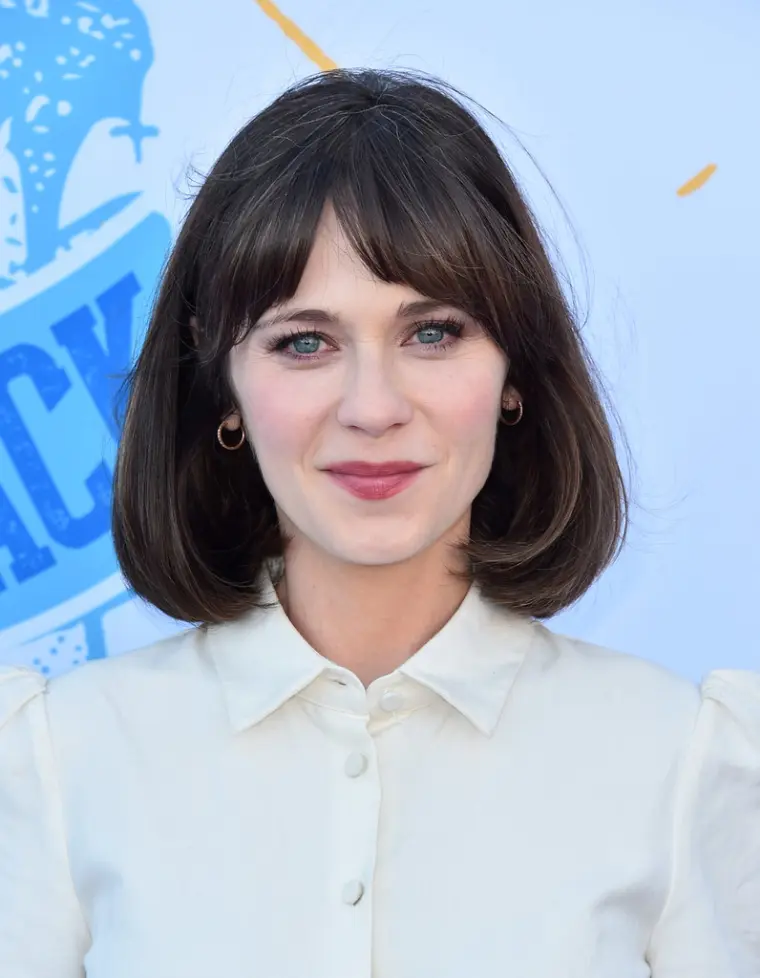 Trendy hairstyle with bangs Zooey Deshanel