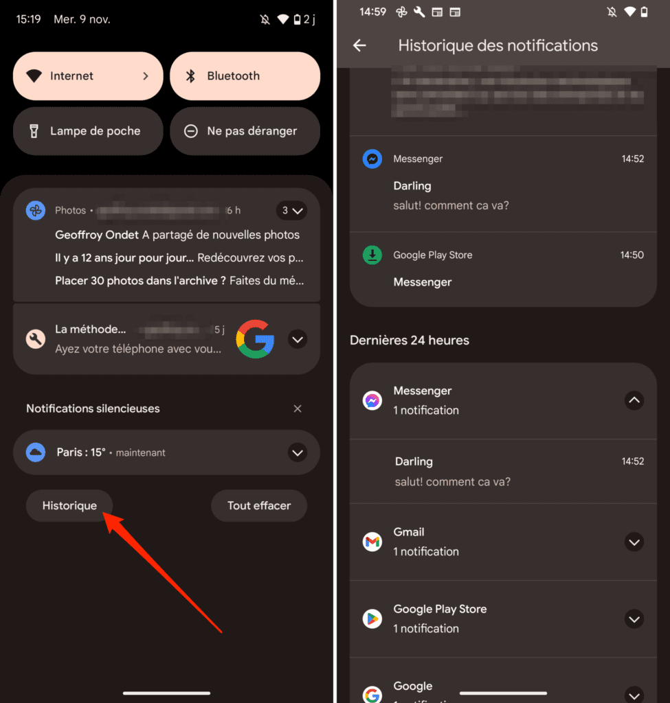 Android notification log