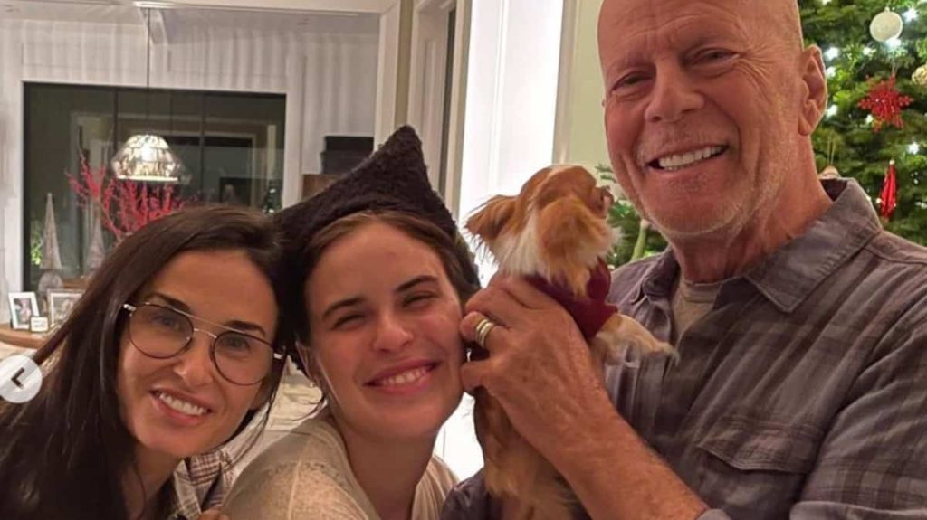 Bruce Willis makes a rare appearance in a series of Demi Moore Christmas photos